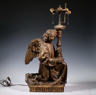TABLE LAMP FROM ANTIQUE CHURCH CARVING