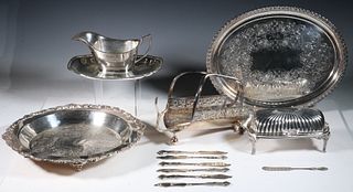 (13) SILVER-PLATE SERVING ITEMS