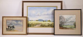 (3) WATERCOLOR LANDSCAPES, ONE SIGNED "R. SMITH"