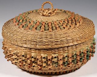 MAINE NATIVE AMERICAN SEWING BASKET