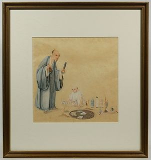 FRAMED CHINESE GENRE PAINTING