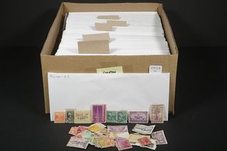 STAMPS: BOX OF SORTED BY COUNTRY, FOREIGN, IN ENVELOPES