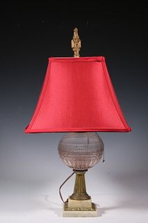 EARLY KEROSENE LANTERN AS TABLE LAMP