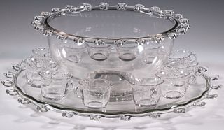 (14 PCS) HEISEY PUNCH BOWL & CUPS