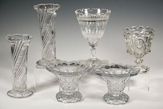 (6) CLEAR GLASS VASES