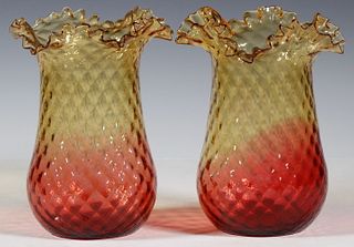 PR QUILTED AMBERINA GLASS VASES