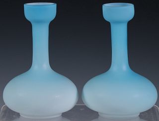 PR BLUE SATIN GLASS VASES