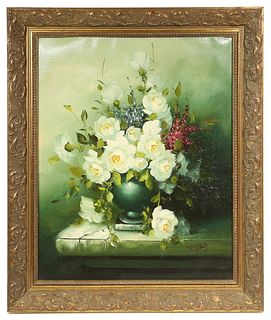 FLORAL STILL LIFE BY T. ROBERTS