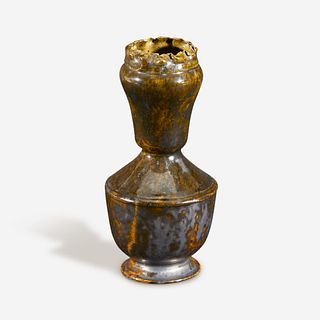 George Ohr (American, 1857-1918), Vase in Olive And Gunmetal Glaze, Biloxi, MS, circa 1897-1900
