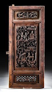 19th C. Chinese Qing Dynasty Carved Wood Window Panel