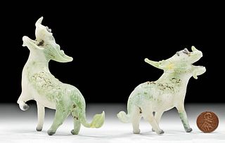 Chinese Qing Dynasty Glass Longmas / Winged Horses