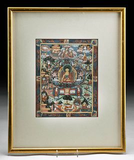 Early 20th C. Tibetan Thangka - Life of Buddha