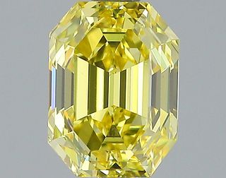 2 ct., Fancy Vivid Yellow/VS1, Emerald cut diamond, unmounted, PP6482-001