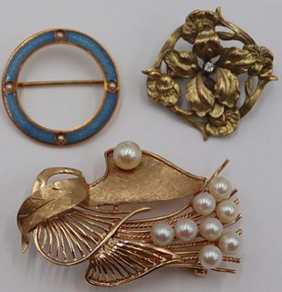 JEWELRY. Grouping of 14kt Gold Brooches.