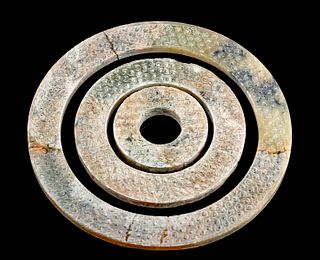 Three Chinese Neolithic Greenstone Discs Box