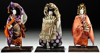 3 Vintage Japanese Noh Theatre Character Dolls