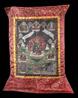 19th C. Tibetan Fabric Thangka - Herukas