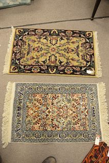 Two Oriental Matts, 2' x 2'10" and 2' x 3'3".