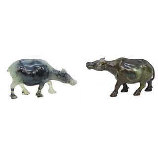 Chinese Carved Jade Cattle Figures