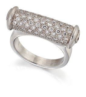 THEO FENNELL: A DIAMOND 'SHAFT' DRESS RING, a cylindrical b