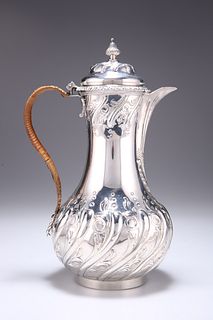 A LATE GEORGE II SILVER HOT WATER JUG,?by?Thomas Whipham & 