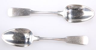 A PAIR OF SCOTTISH PROVINCIAL SILVER DESSERT SPOONS, by Wil