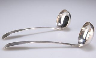 A PAIR OF VICTORIAN SCOTTISH SILVER TODDY LADLES,?by Alexan