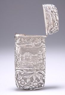 AN EARLY VICTORIAN SILVER DOUBLE CASTLE-TOP CHEROOT CASE,?b