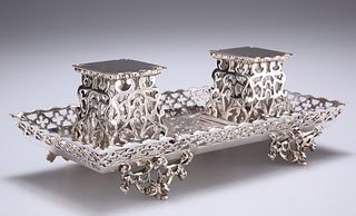 A VICTORIAN SILVER INKSTAND,?by George Fox, London 1866, re