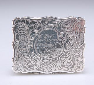 A LARGE VICTORIAN SILVER VINAIGRETTE,?by?Alfred Taylor, Bir