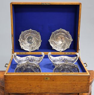 A FINE SUITE OF VICTORIAN SILVER DISHES, by George Fox, com