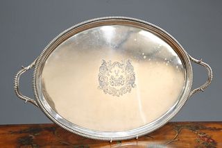 A GEORGE III SILVER TWO-HANDLED TRAY,?by?Thomas Hannam & Jo