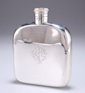 A VICTORIAN SILVER HIP FLASK,?by Thomas Johnson I,?London 1