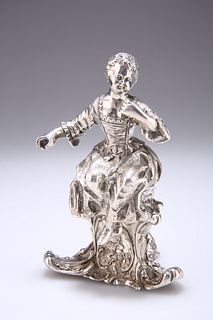 A CONTINENTAL SILVER FIGURE, import marks, London 1890, cas