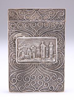 A WILLIAM IV FILIGREE SILVER CASTLE-TOP CARD CASE,?by?Taylo