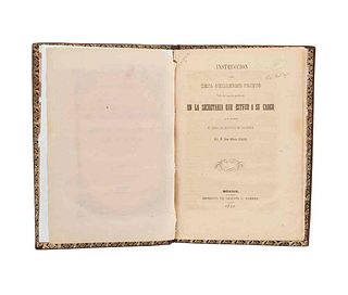Prieto, Guillermo. Instrucción que deja Guillermo Prieto sobre los Negocios Pendientes en la Secretaría... México, 1853.