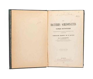 Denaeyer, A. Les Bactéries Schizomycètes. Technique Bactériologique... Bruxelles, 1887. Una lámina.