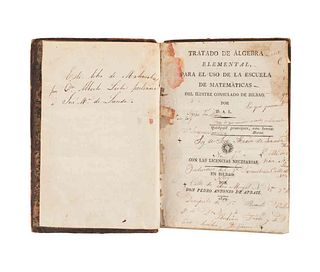 D. A. L. Tratado de Álgebra Elemental / Tratado Elemental de Geometría. Bilbao: Pedro Antonio de Apraiz, 1819. Dos obras en un volumen.