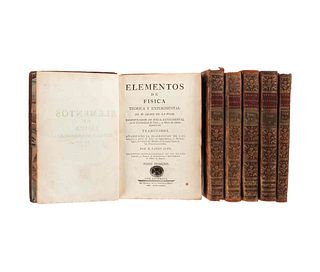Sigaud de la Fond, Joseph Aignan. Elementos de Física Teórica y Experimental. Madrid: Imprenta Real, 1787 - 1789. Tomos I - VI. 85 láms