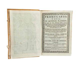 Tramullas y Ferrera, Joseph. Promtuario y Guía de Artifices Plateros... Madrid, 1734. Frontispicio y lám. firmada por F. Mathias.
