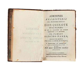 Benengeli, Cide - Hamete. Adiciones a la Historia del Ingenioso Hidalgo Don Quixote de la Mancha. Madrid: Blas Román, 1786.