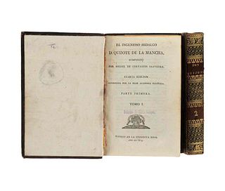 Cervantes Saavedra, Miguel de. El Ingenioso Hidalgo Don Quijote de la Mancha. Madrid: Imprenta Real, 1819. Tomos Iy II. Pzas: 2.