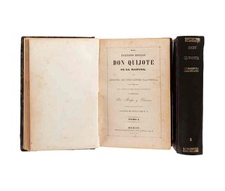 Cervantes Saavedra, Miguel de. El Ingenioso Hidalgo Don Quijote de la Mancha. México, 1842. Tomos I-II. 127 láminas. Pzs: 2.