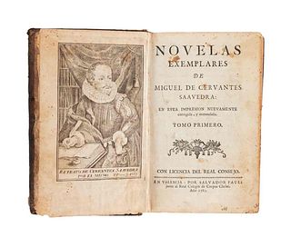 Cervantes Saavedra, Miguel de. Novelas Exemplares. Valencia: Salvador Faul, 1783. Tomo I. Un retrato y 5 láminas.