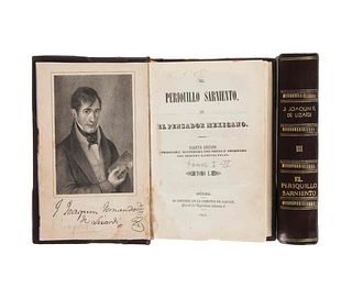 Fernández de Lizardi, José Joaquín (El Pensador Mexicano). El Periquillo Sarniento. México, 1842. Tomos I-IV en 2 volúmenes.4a. ed.Pz:2