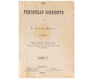 Fernández de Lizardi, José Joaquín. El Periquillo Sarniento. México, 1884-1885. Tomos I-IV en un volumen. 2a. ed. 29 láminas.