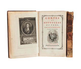 Fontaine, Jean de la. Contes et Nouvelles en Vers. Amsterdam, 1767. 81 láminas. Tomos I-II, con frontispicio c/u. Piezas: 2.