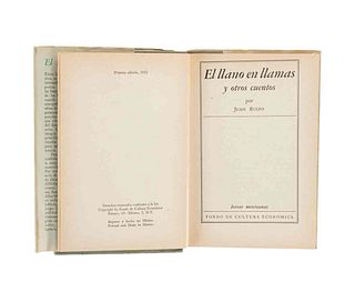 Rulfo, Juan. El Llano en Llamas. México: Fomento de Cultura Económica, 1953. Primera edición. Conserva cubierta original.