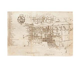 Casas, Ignacio Mariano. Mapa plano de la Ciudad de Santiago de Querétaro Año de 1802. México, 1803. Plano grabado.