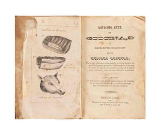 Novísimo Arte de Cocina o Escelente Colección de las Mejores Recetas. México: Imprenta a cargo de Manuel N. de la Vega, 1845. Una lám.